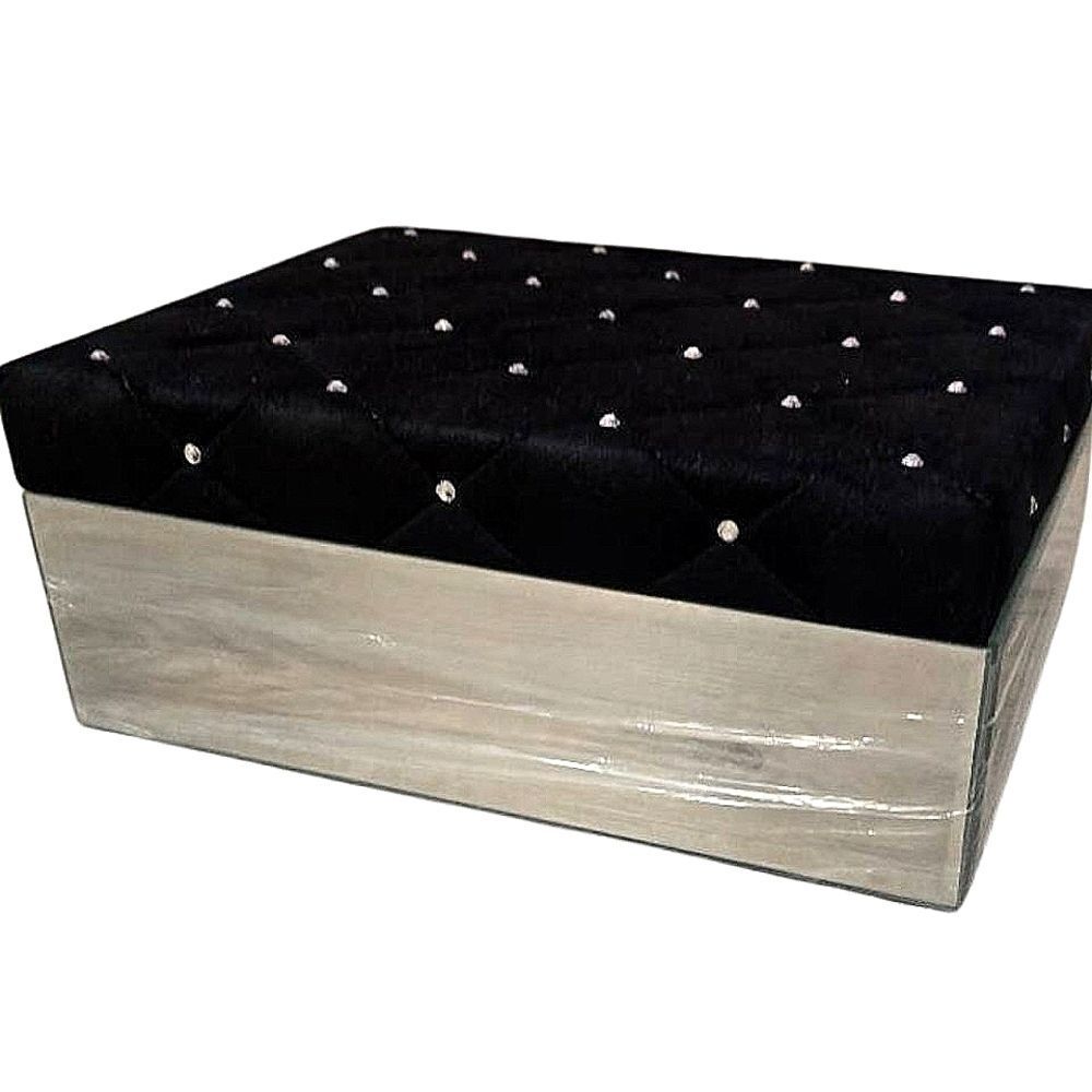 At Home Studded Velvet Mirrored Jewelry Storage Box